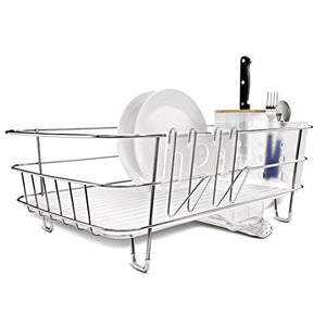 simplehuman Slim Wire Stainless Steel Frame Dishrack with Removable Utensil Holder