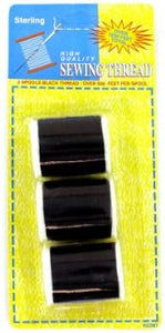 Bulk Buys HC081-96 Black Sewing Thread Set with 3 Thread Spools - Pack of 96