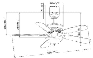 Hardware House 54-3579 Wyndham Series 42-Inch Triple Mount Ceiling Fan Light, White or Light Maple