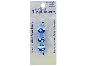 Round Blue Beads with Dots and Spacers - Pack of 120
