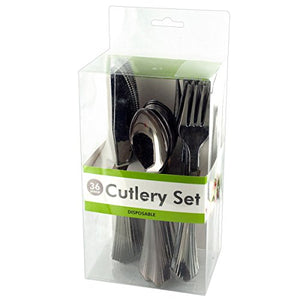 Disposable Silver Plastic Cutlery Set - Pack of 8