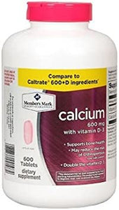 Member's Mark Calcium 600 + D3 Dietary Supplement - 600 ct.