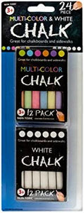 2 pack 12 pc multi color/white chalk, Case of 72