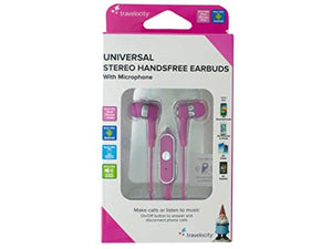 Pink Travelocity Universal Stereo Handsfree Earbuds - Pack of 36