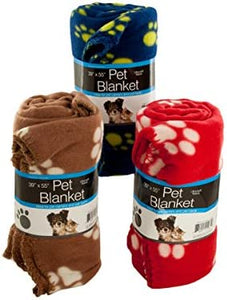 Soft Fleece Paw Print Pet Blanket - Pack of 9
