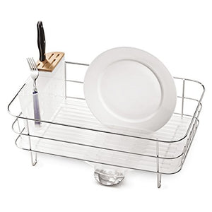 simplehuman Slim Wire Stainless Steel Frame Dishrack with Removable Utensil Holder