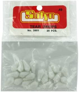 Teardrop beads, white, pack of 20, Case of 100