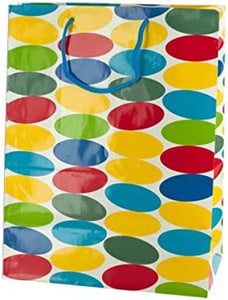 bulk buys Large Multi-Colored Dots Gift Bag - Pack of 72