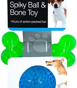 bulk buys Spiky Ball Bone Dog Toy Set - Pack of 24