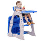 3 in 1 Baby Convertible Play Table Seat High Chair Booster Toddler Feeding Tray (Blue,)