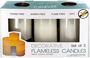 Flameless Vanilla Candles With Remote Control - Pack of 4