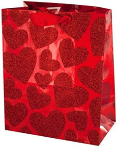 Small Red Glitter Hearts Gift Bag - Pack of 108