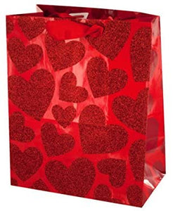 Small Red Glitter Hearts Gift Bag - Pack of 72
