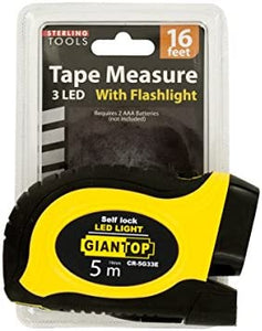 Sterling Self-Locking Tape Measure with LED Flashlight - Pack of 4