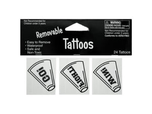 Removable White Cheer Tattoos - Pack of 48