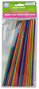 Multi-Color Wood Craft Sticks 80 Pack - Pack of 72