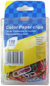 Bulk Buys Colored paper clips, pack of 150 (Set of 72)
