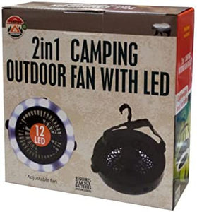 bulk buys 2 in 1 Camping Outdoor Fan with LED Light - Pack of 3
