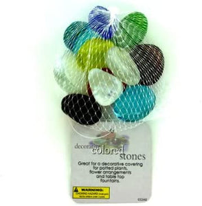 Decorative colored stones, mesh bag in assorted colors (Case of 48)