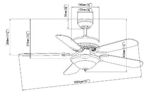 Hardware House Wyndham Series 42-Inch Triple Mount Ceiling Fan Light