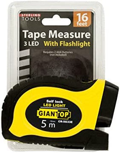 Self-Locking Tape Measure with LED Flashlight