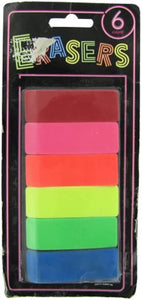 Multicolor Neon Erasers - Set of 24