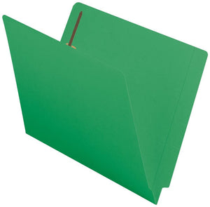 Smead WaterShed/CutLess End Tab Fastener File Folder, Reinforced Straight-Cut Tab, 2 Fasteners, Letter Size, Green, 50 per Box (25150)