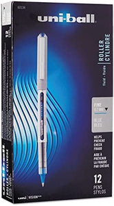 Uni-ball 60134 Vision Roller Ball Stick Waterproof Pen Blue Ink Fine Dozen