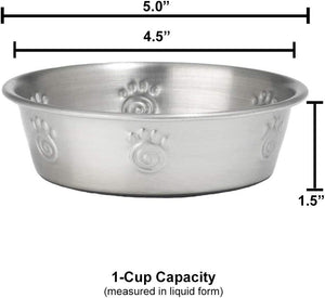 PetRageous 60046 Cayman Classic Non-Skid Stainless-Steel Dishwasher Safe Bowl 1-Cup Capacity 4.5-Inch Diameter 1.5-Inch Tall for Small Dogs and Cats of Any Size, Metallic