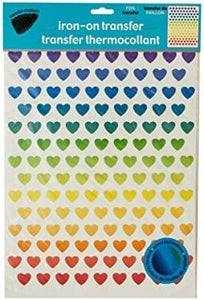 Iron-On Foil Rainbow Hearts Transfers Set-Package Quantity,48