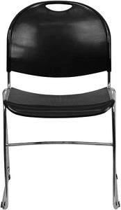 Flash Furniture 4 Pack HERCULES Series 880 lb. Capacity Black Ultra-Compact Stack Chair with Chrome Frame