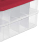 Sterilite 1427 Stack & Carry 2 Layer 24 Ornament Storage Box, Red Lid and Handle, See-through layers