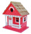 Wood Beach Cottage Birdhouse, in Red with Crab