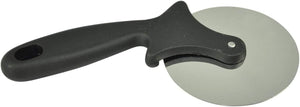 Contoured Carbon Stainless Steel Pizza Cutter Black Metal Plastic