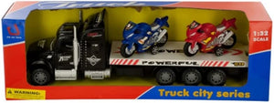 Kole Friction-Powered Semi-Truck with Motorcycles Set