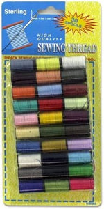 96 Packs of 30 pc. sewing thread, assorted colors