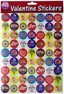 48pk valentine stickers, Case of 48