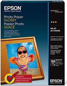 Epson Photo Paper GLOSSY (8.5x11 Inches, 100 Sheets) (S041271)