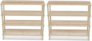 vidaXL Wooden Shoe Racks 2 pcs 3-Tier/4-Tier Shoe Shelf Storage (4-Tier)