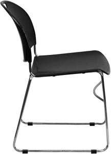 Flash Furniture 4 Pack HERCULES Series 880 lb. Capacity Black Ultra-Compact Stack Chair with Chrome Frame