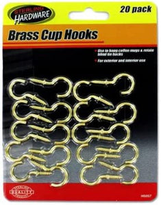 Brass colored cup hooks - 12 pack