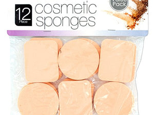 Bulk Buys Round and Rectangular Soft Foam Cosmetic Sponges Set, Pack of 12 - Orange