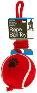Bulk Buys Jumbo Tennis Ball with Rope Dog Toy - Pack of 4
