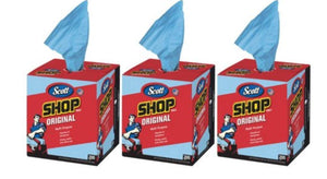 Scott Shop Towels for Pop-Up Dispenser Box, Blue, 10" x 12" (3 pack)