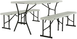 Lifetime Fold-In-Half Table and Bench Set, Pearl - 5 FT
