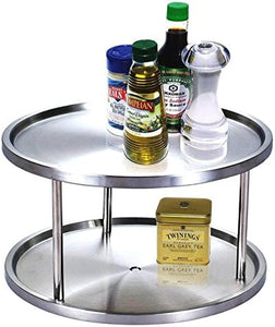 The Storage Space Is Generous Stainless Steel 2-tier Lazy Susan