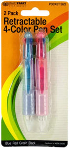 Mini Retractable 4-Color Pen Set - Pack of 24