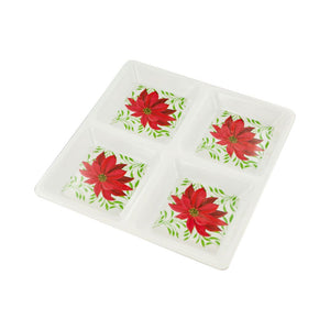 Sectioned Poinsettia Party Tray - Pack of 12