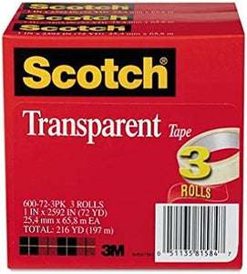 Scotch Transparent Tape, 1" x 2592"