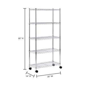 Sandusky MWS301460 Mobile Wire Shelving - 5 Tier with 2 Inch Nylon Casters, Silver